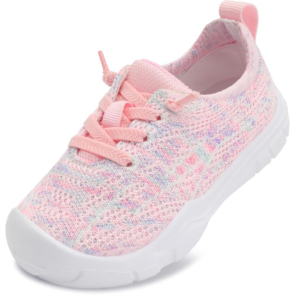 Scurtain Toddler Shoes Boys Girls Barefoot Shoes Kids Breathable Sneakers Slip on Toddler Sneakers(Pink/Fusion)