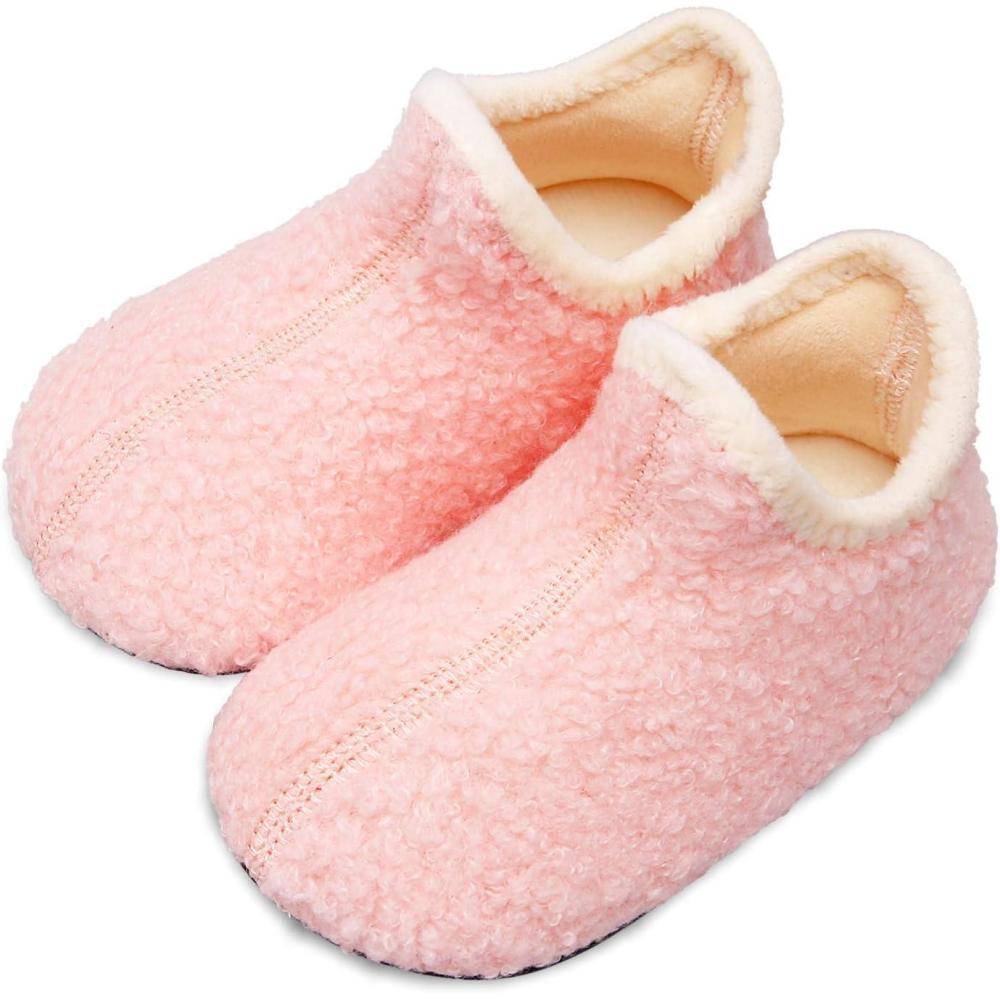 Scurtain Unisex Kids Toddler Slippers(Pink/High Top)