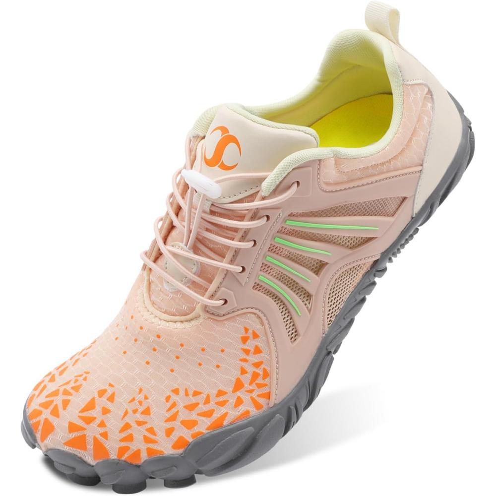 Scurtain Unisex Mens Womens Athletic Hiking Water Shoes Quick Dry Barefoot Aqua Shoes Swim Shoes Beach Shoes with Drainage(Beige/Vela)