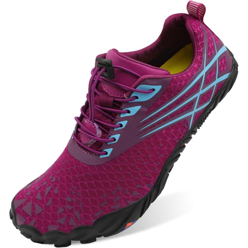 Scurtain Unisex Mens Womens Athletic Hiking Water Shoes Quick Dry Barefoot Aqua Shoes Swim Shoes Beach Shoes with Drainage(Purple/Hybrid)