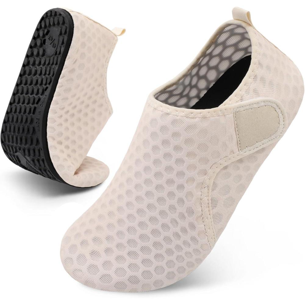 Scurtain Barefoot Water Shoes for Women Men Beach Swim Aqua Socks Summer Quick-Dry Sandals Slippers(Beige)
