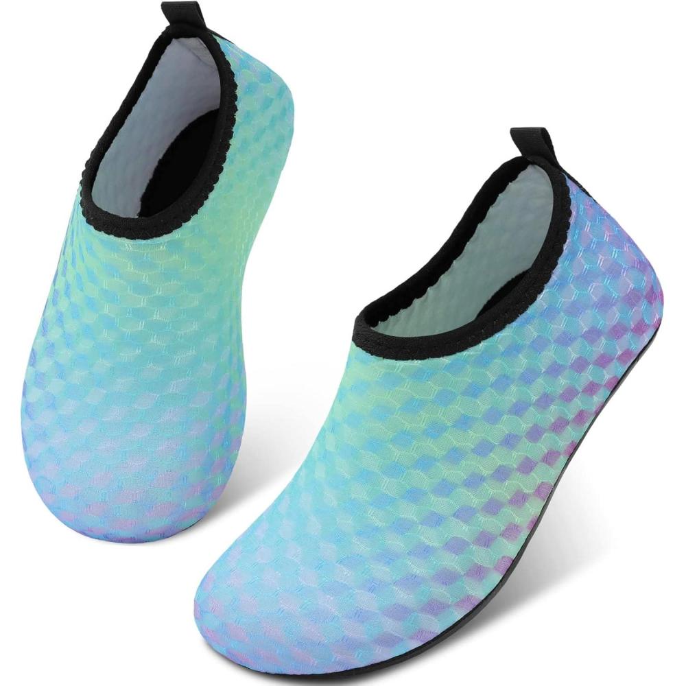 Scurtain Kids Toddler Water Shoes Barefoot Quick-Dry Aqua Socks for Boys Girls Baby with Non-Slip Rubber Sole(Blue/Fusion)