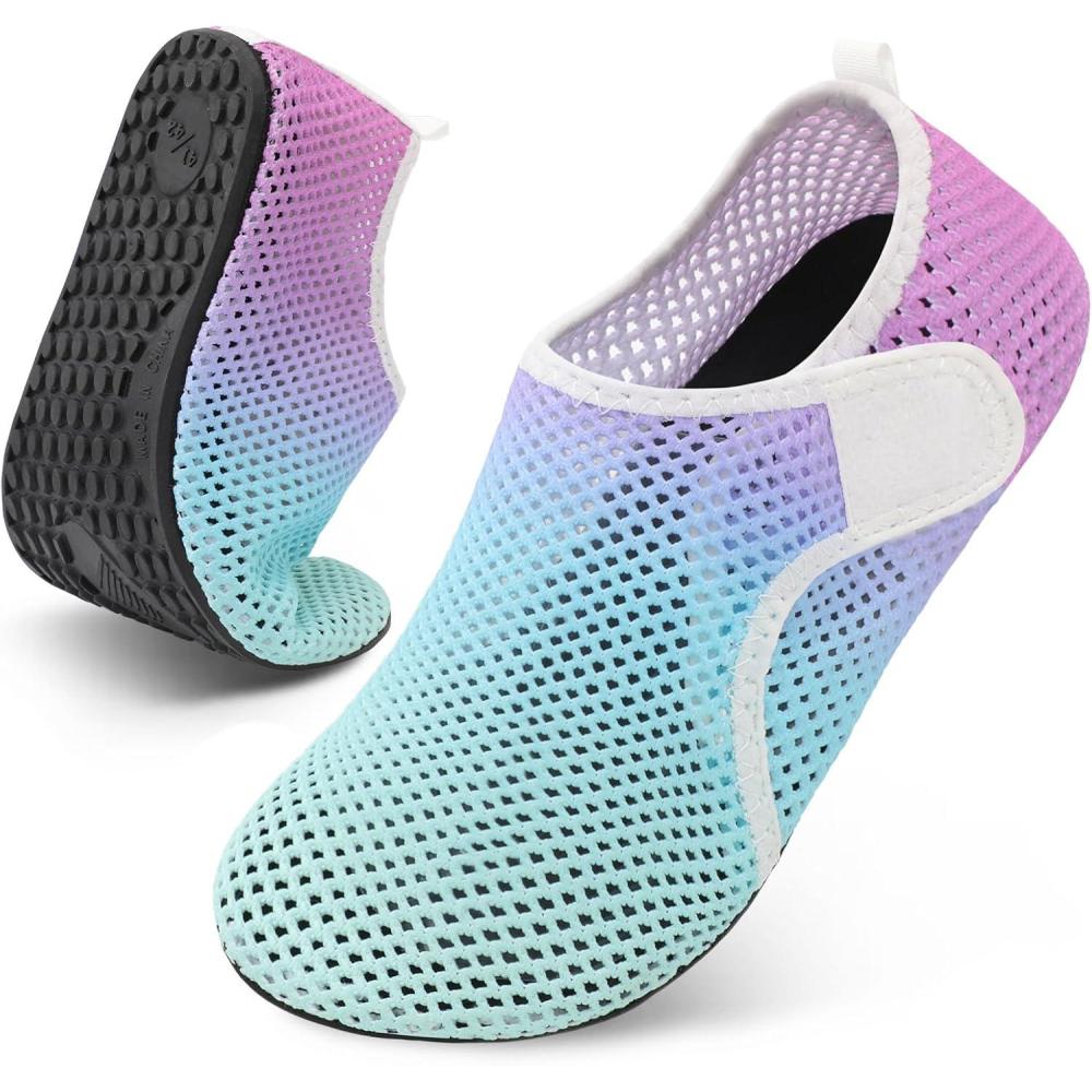 Scurtain Barefoot Water Shoes for Women Men Beach Swim Aqua Socks Summer Quick-Dry Sandals Slippers(Meshbluepurple)