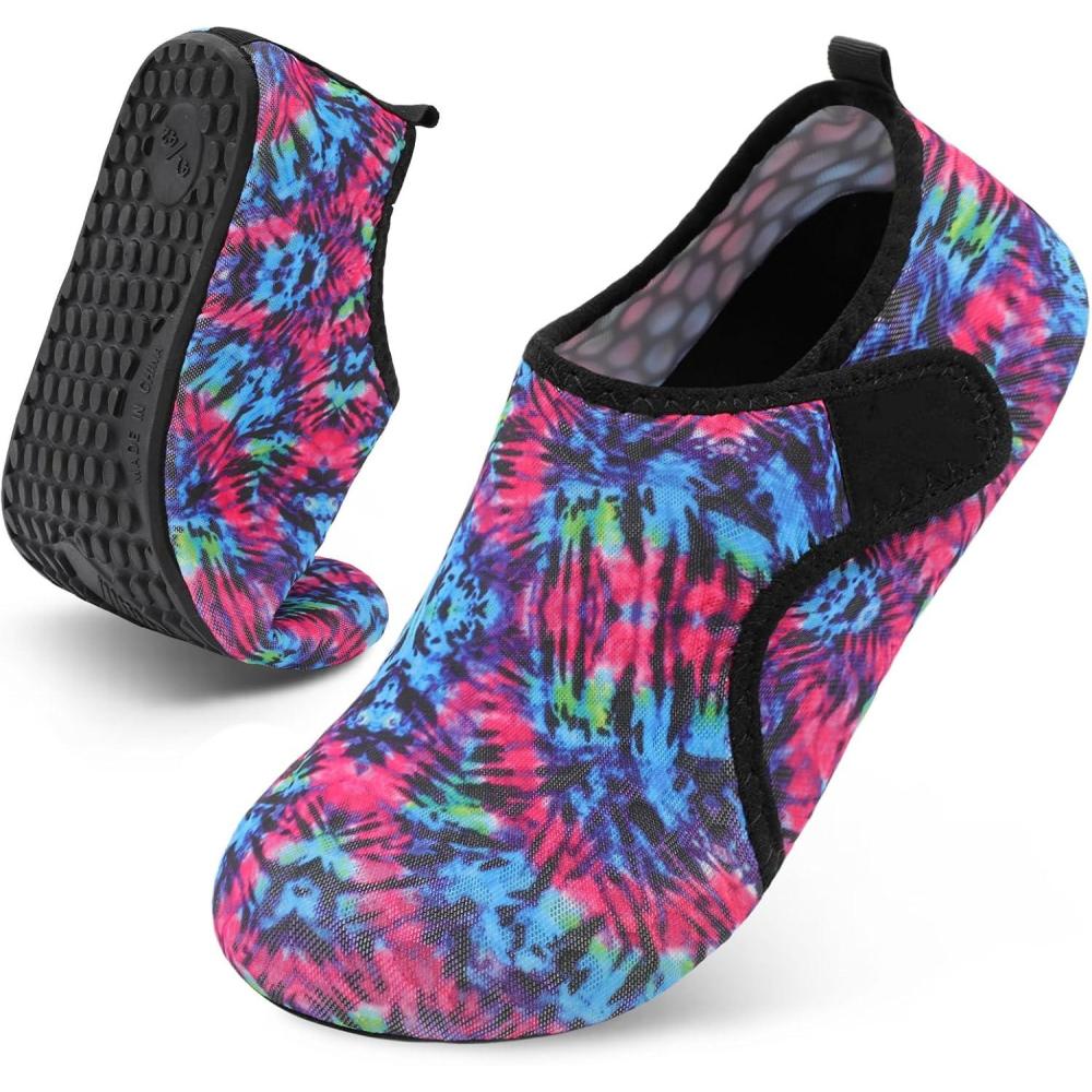 Scurtain Barefoot Water Shoes for Women Men Beach Swim Aqua Socks Summer Quick-Dry Sandals Slippers(Multiblack)