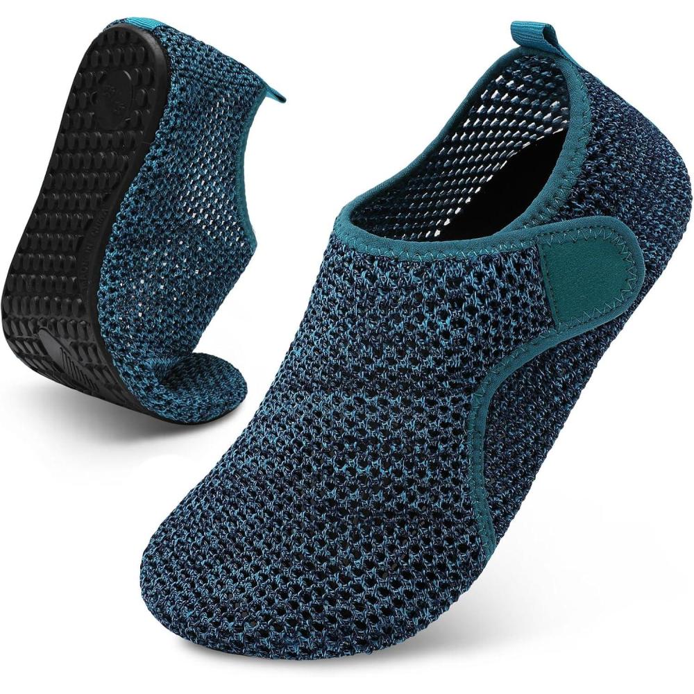 Scurtain Barefoot Water Shoes for Women Men Beach Swim Aqua Socks Summer Quick-Dry Sandals Slippers(Mesh Blackblue)