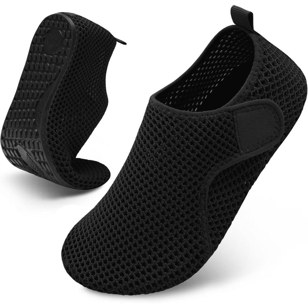 Scurtain Barefoot Water Shoes for Women Men Beach Swim Aqua Socks Summer Quick-Dry Sandals Slippers(A-meshblack)