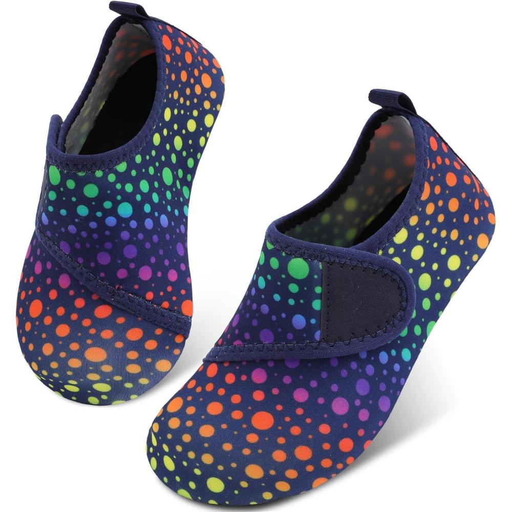 Scurtain Kids Toddler Water Shoes Barefoot Quick-Dry Aqua Socks for Boys Girls Baby with Non-Slip Rubber Sole(Navy/Fusion)