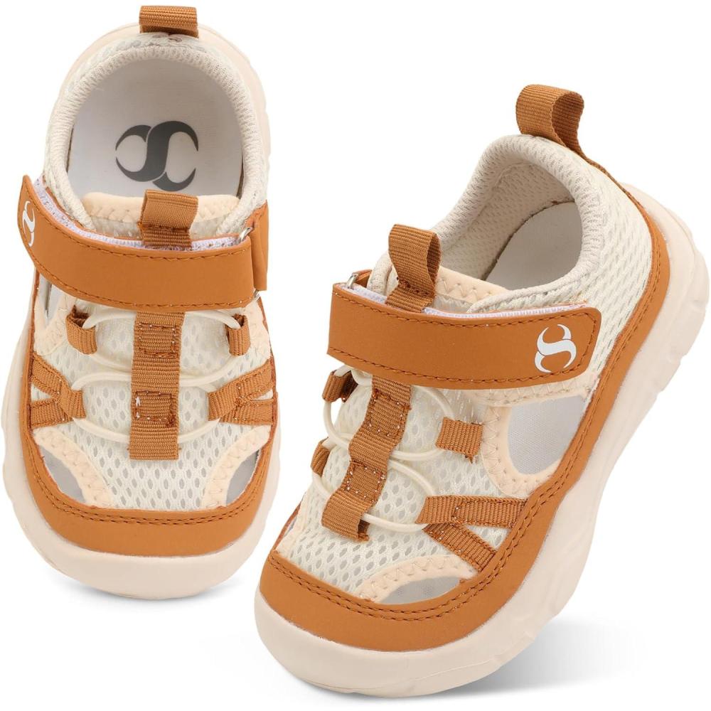 Scurtain Toddler Shoes Boys Girls Kids Sneaker Breathable Walking Shoes for Kids Boys Girls Toddler(Beige/Brown)