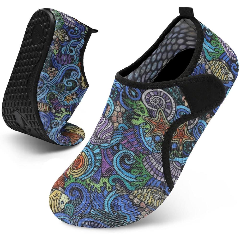 Scurtain Barefoot Water Shoes for Women Men Beach Swim Aqua Socks Summer Quick-Dry Sandals Slippers(Oldblue)