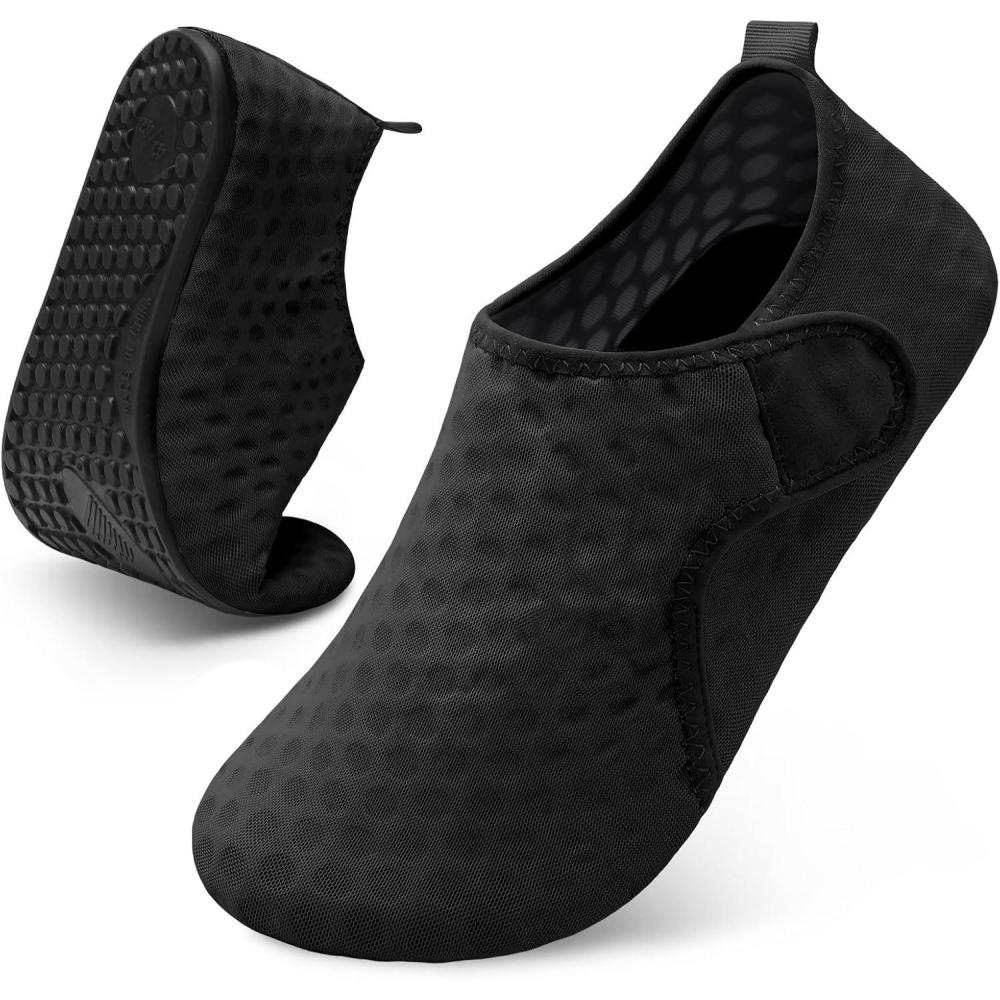 Scurtain Barefoot Water Shoes for Women Men Beach Swim Aqua Socks Summer Quick-Dry Sandals Slippers(Black)