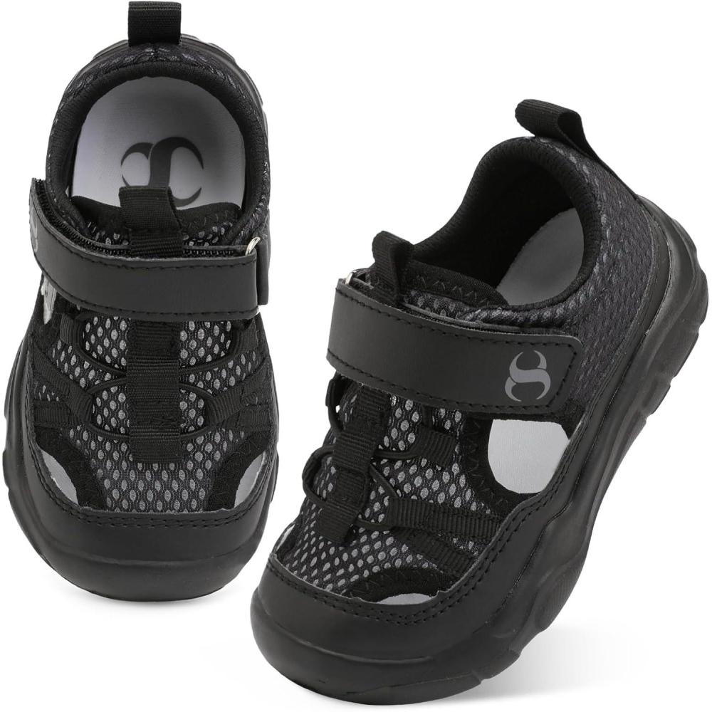 Scurtain Toddler Shoes Boys Girls Kids Sneaker Breathable Walking Shoes for Kids Boys Girls Toddler(Black)