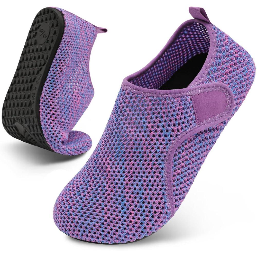 Scurtain Barefoot Water Shoes for Women Men Beach Swim Aqua Socks Summer Quick-Dry Sandals Slippers(Meshpurple)