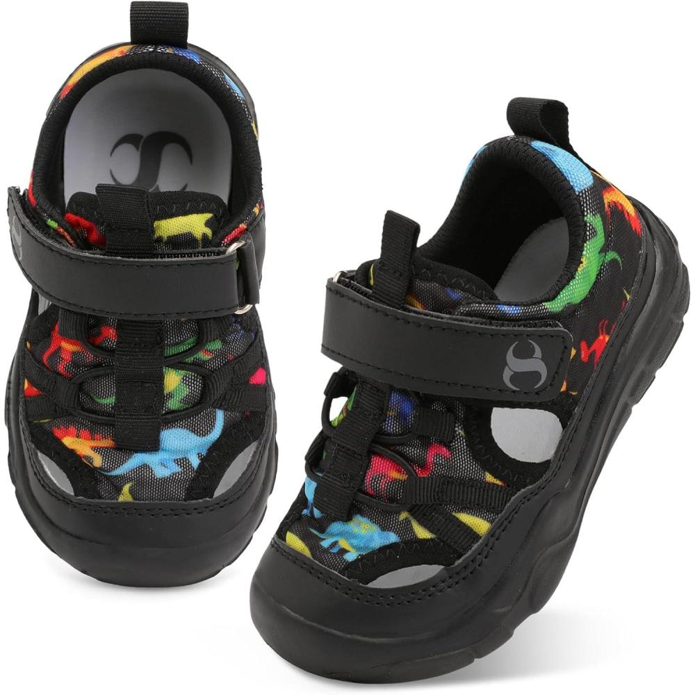 Scurtain Toddler Shoes Boys Girls Kids Sneaker Breathable Walking Shoes for Kids Boys Girls Toddler(Black/Dinosaur)