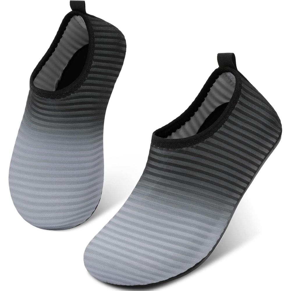 Scurtain Kids Toddler Water Shoes Barefoot Quick-Dry Aqua Socks for Boys Girls Baby with Non-Slip Rubber Sole(Gradient Black)