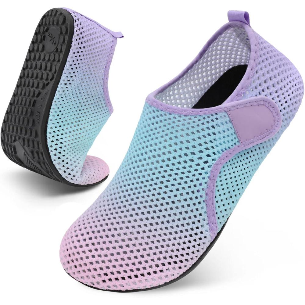 Scurtain Barefoot Water Shoes for Women Men Beach Swim Aqua Socks Summer Quick-Dry Sandals Slippers(Meshpinkblue)