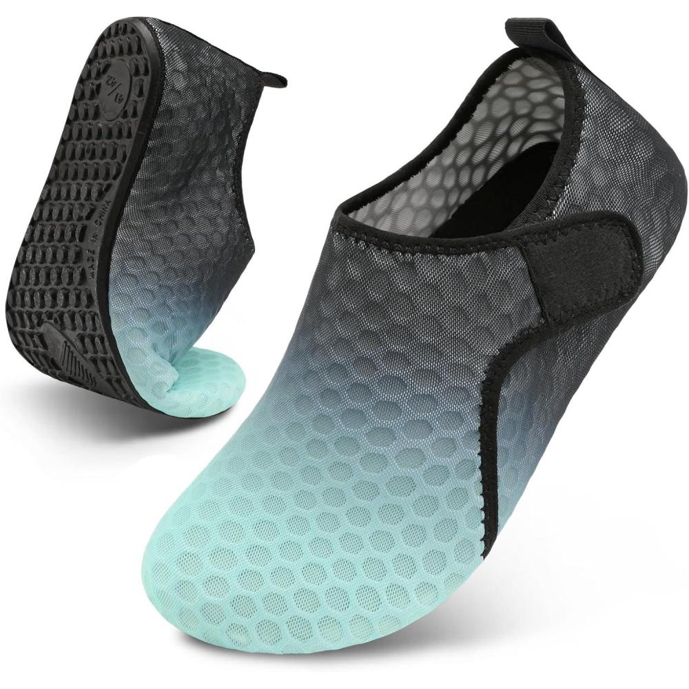 Scurtain Barefoot Water Shoes for Women Men Beach Swim Aqua Socks Summer Quick-Dry Sandals Slippers(Greenblack)