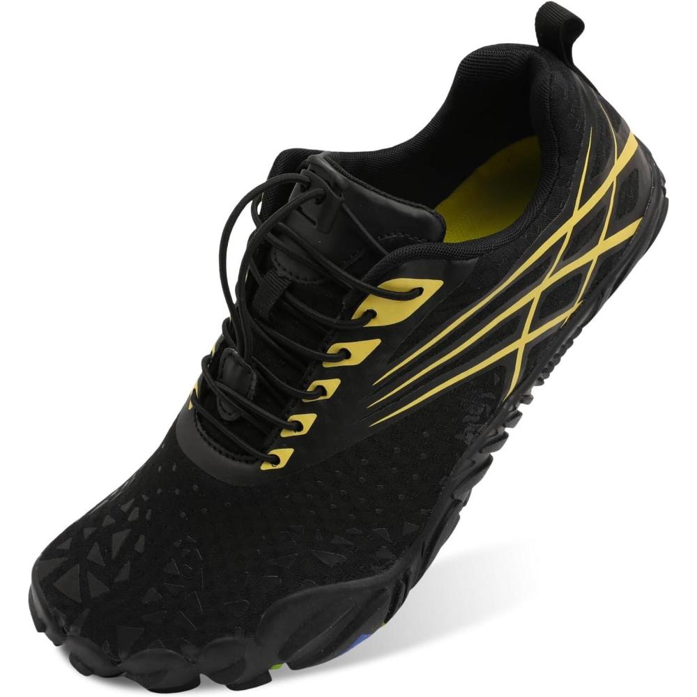Scurtain Unisex Mens Womens Athletic Hiking Water Shoes Quick Dry Barefoot Aqua Shoes Swim Shoes Beach Shoes with Drainage(Black/Hybrid)