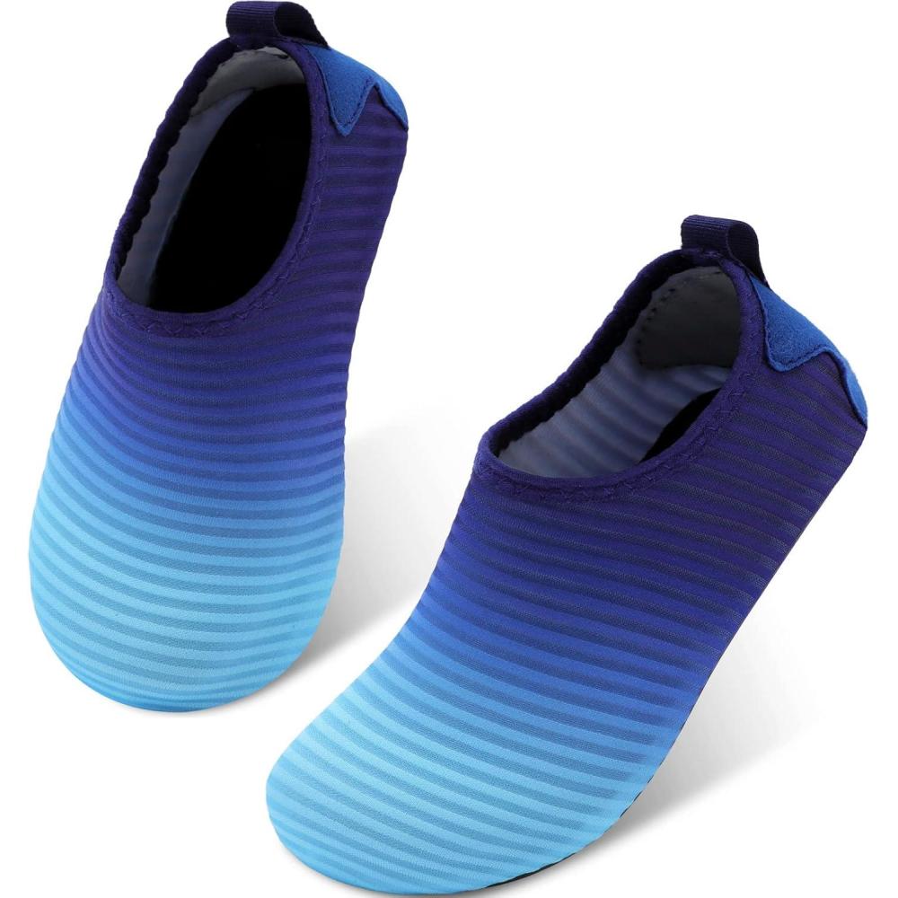 Scurtain Kids Toddler Water Shoes Barefoot Quick-Dry Aqua Socks for Boys Girls Baby with Non-Slip Rubber Sole(Blue/Navy)