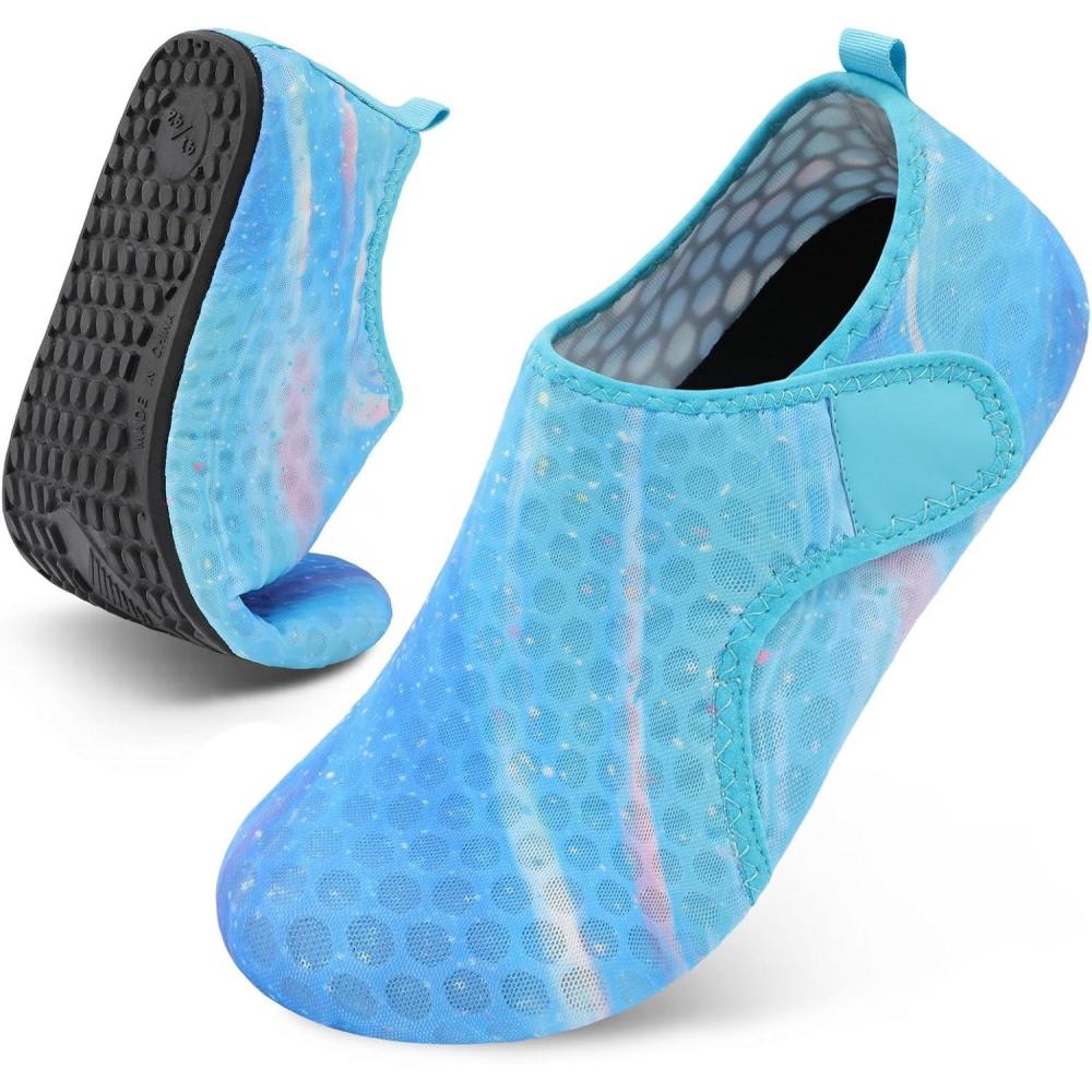 Scurtain Barefoot Water Shoes for Women Men Beach Swim Aqua Socks Summer Quick-Dry Sandals Slippers(Bluemeteor)