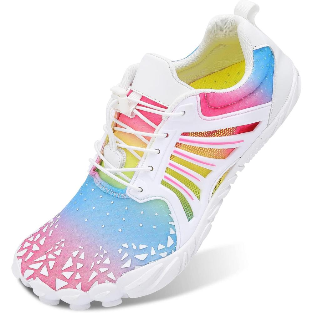 Scurtain Unisex Mens Womens Athletic Hiking Water Shoes Quick Dry Barefoot Aqua Shoes Swim Shoes Beach Shoes with Drainage(Colorful)