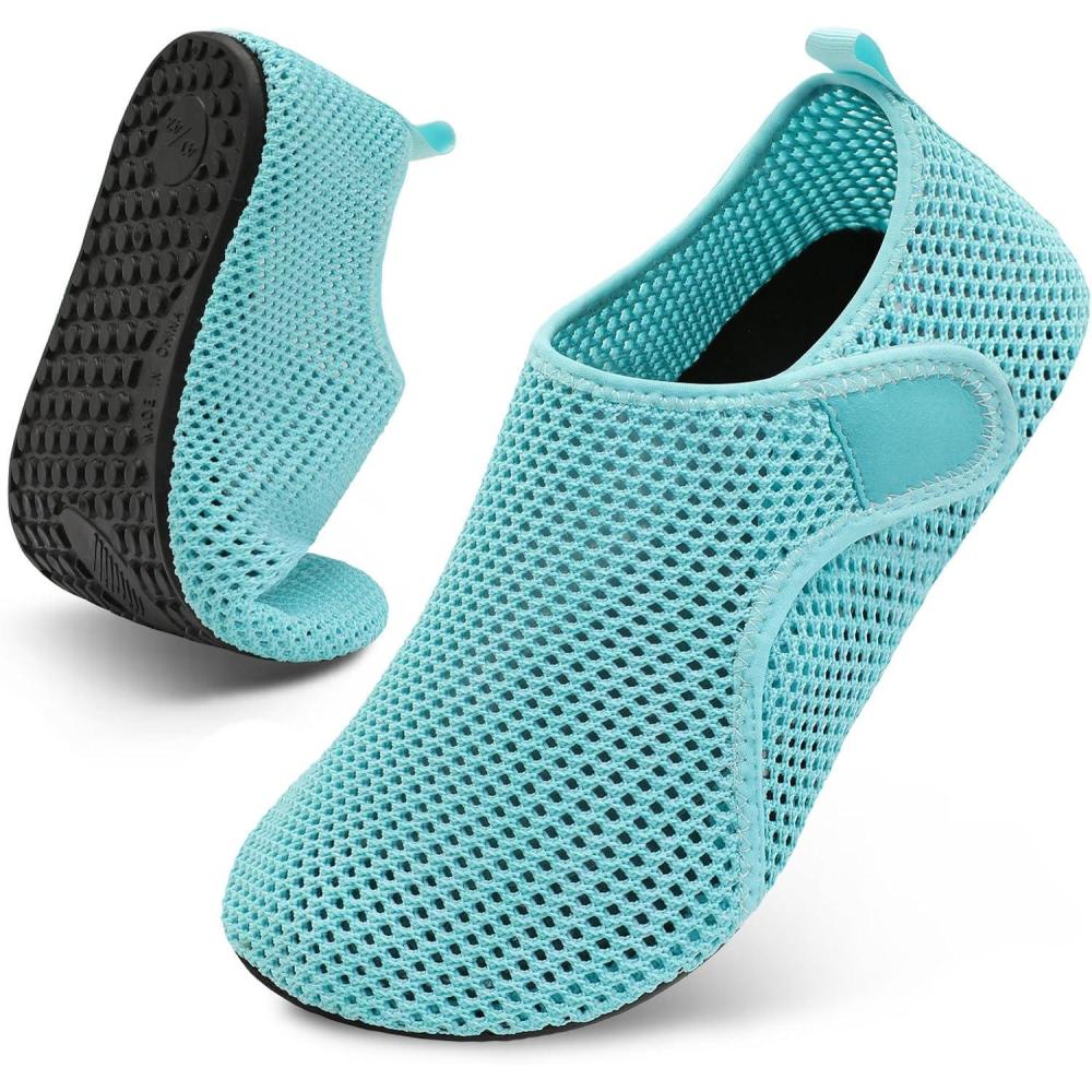 Scurtain Barefoot Water Shoes for Women Men Beach Swim Aqua Socks Summer Quick-Dry Sandals Slippers(Meshblue)