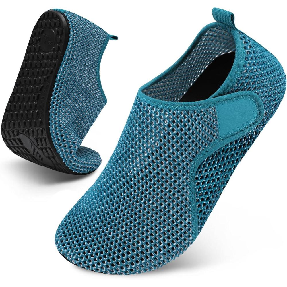 Scurtain Barefoot Water Shoes for Women Men Beach Swim Aqua Socks Summer Quick-Dry Sandals Slippers(Mesh Whiteblue)