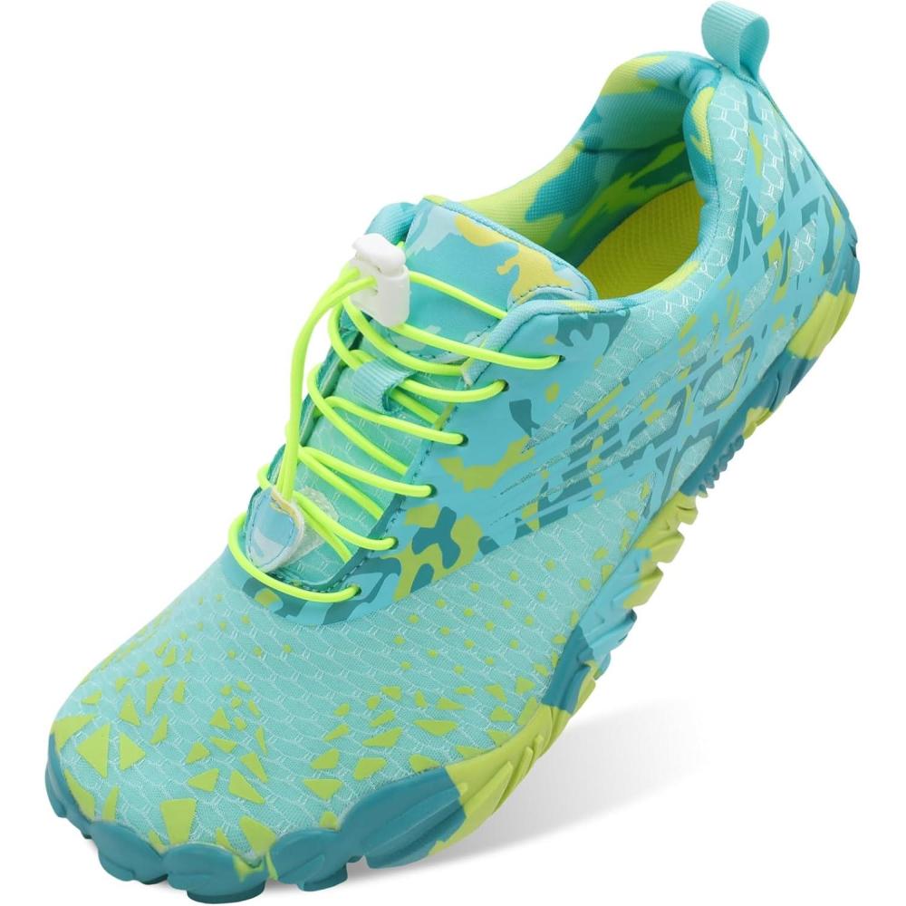 Scurtain Unisex Mens Womens Athletic Hiking Water Shoes Quick Dry Barefoot Aqua Shoes Swim Shoes Beach Shoes with Drainage(Blue/Splice)
