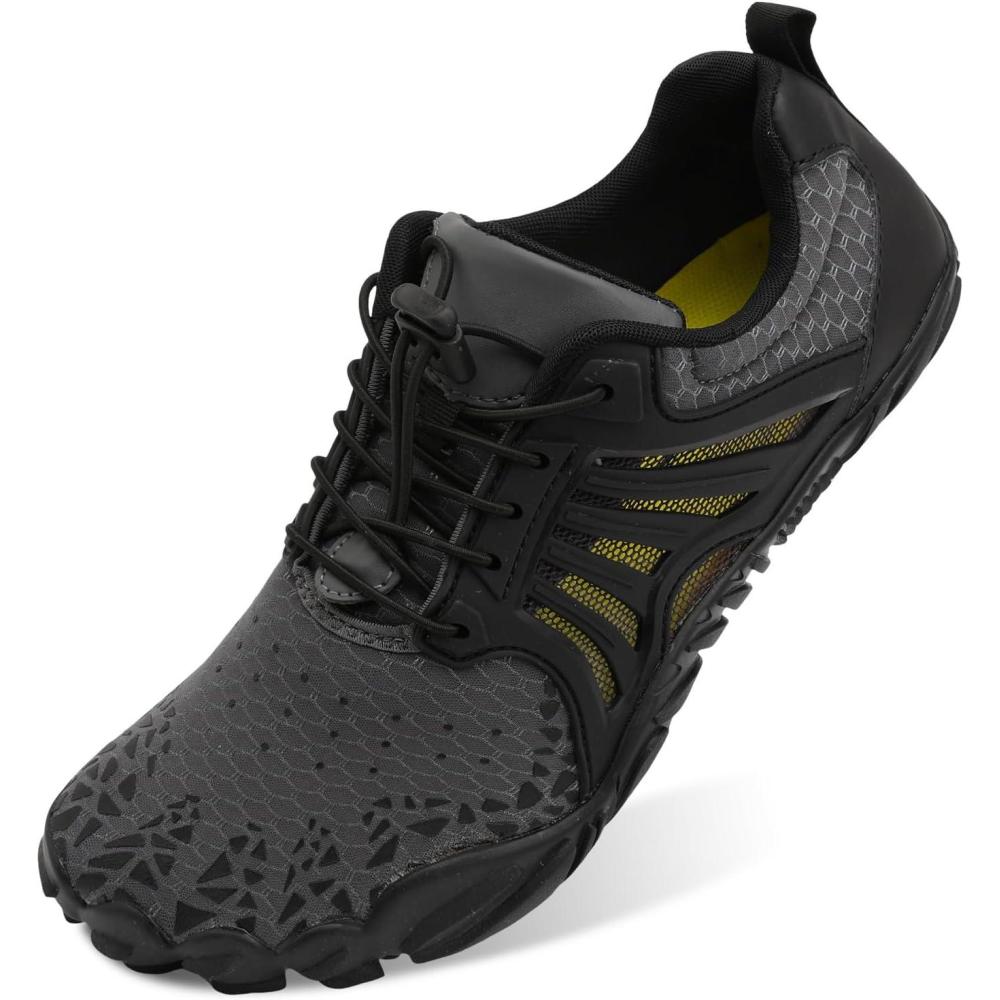 Scurtain Unisex Mens Womens Athletic Hiking Water Shoes Quick Dry Barefoot Aqua Shoes Swim Shoes Beach Shoes with Drainage(Grey/Hybrid)