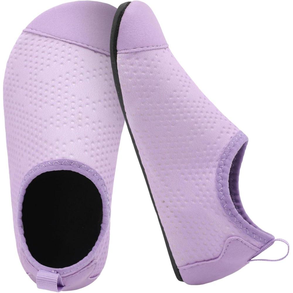 Scurtain Kids Toddler Water Shoes Barefoot Quick-Dry Aqua Socks for Boys Girls Baby with Non-Slip Rubber Sole(Solid Purple)