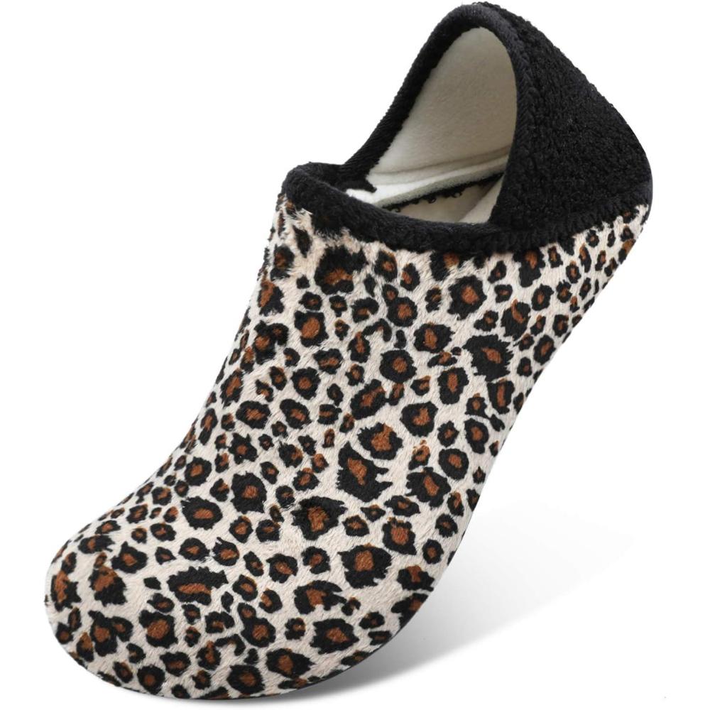 Scurtain Unisex Adults Rubber Sole Slippers(Leopard)