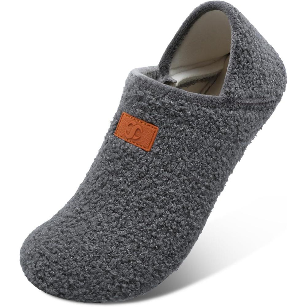 Scurtain Unisex Adults Rubber Sole Slippers(A Dark Grey)