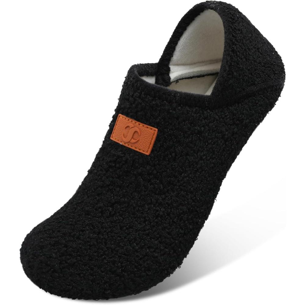 Scurtain Unisex Adults Rubber Sole Slippers(A Black)