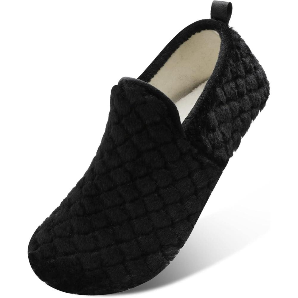 Scurtain Unisex Adults Rubber Sole Slippers(All Black)