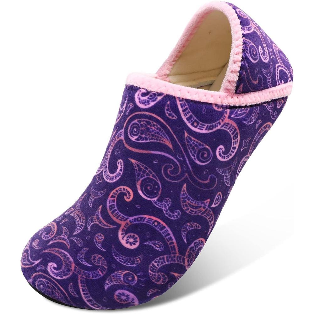 Scurtain Unisex Adults Rubber Sole Slippers(A Purple/Paint)