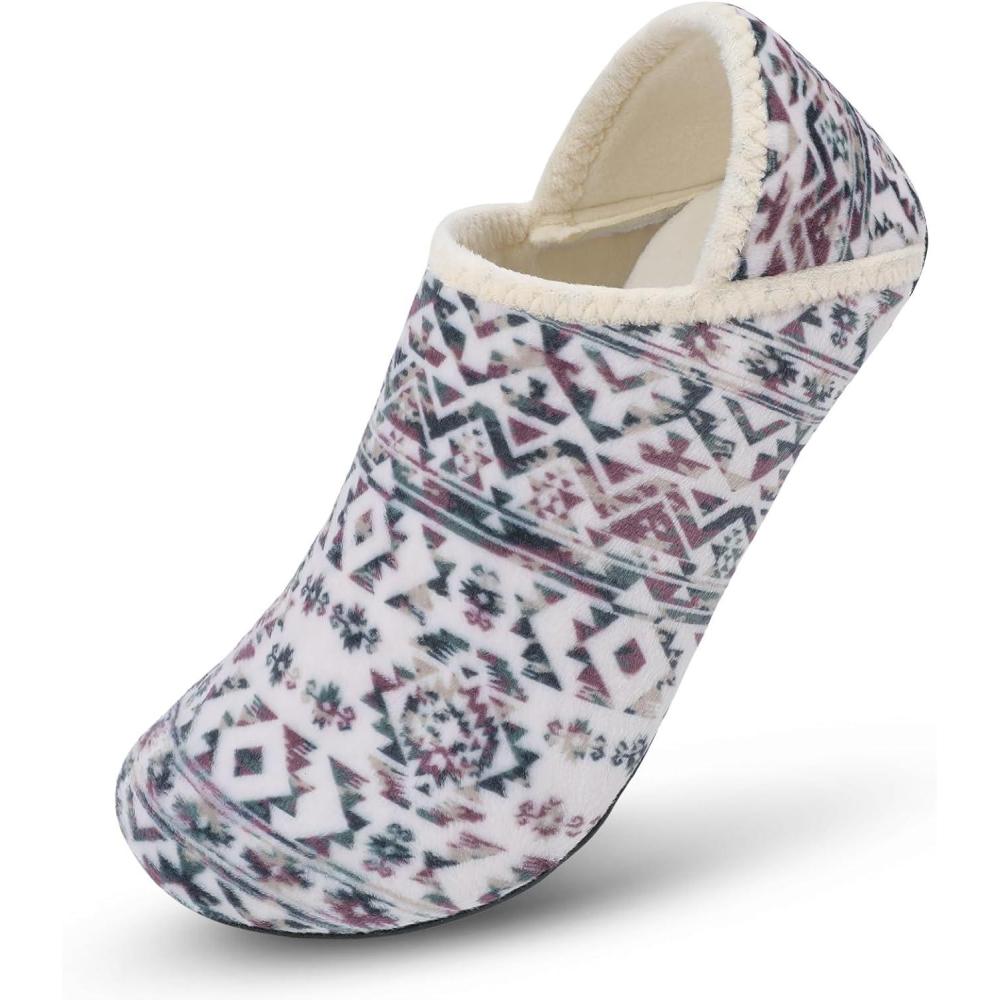 Scurtain House Slippers for Women Men Indoor Barefoot Slippers Socks Comfy Slip on House Shoes Cozy Furry Lightweight Non-Slip for Bedroom Travel Yoga(Nordic Beige)