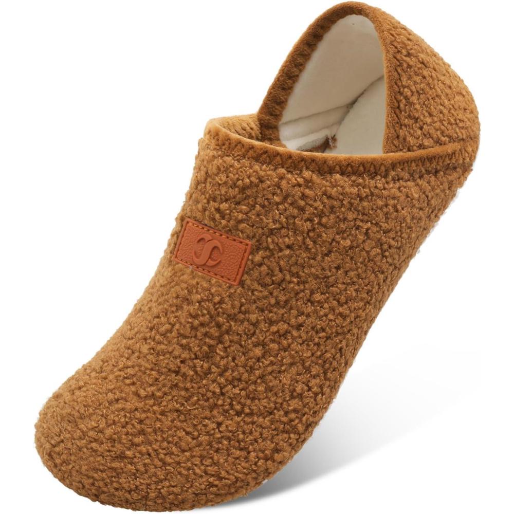 Scurtain Unisex Adults Rubber Sole Slippers(A Brown)