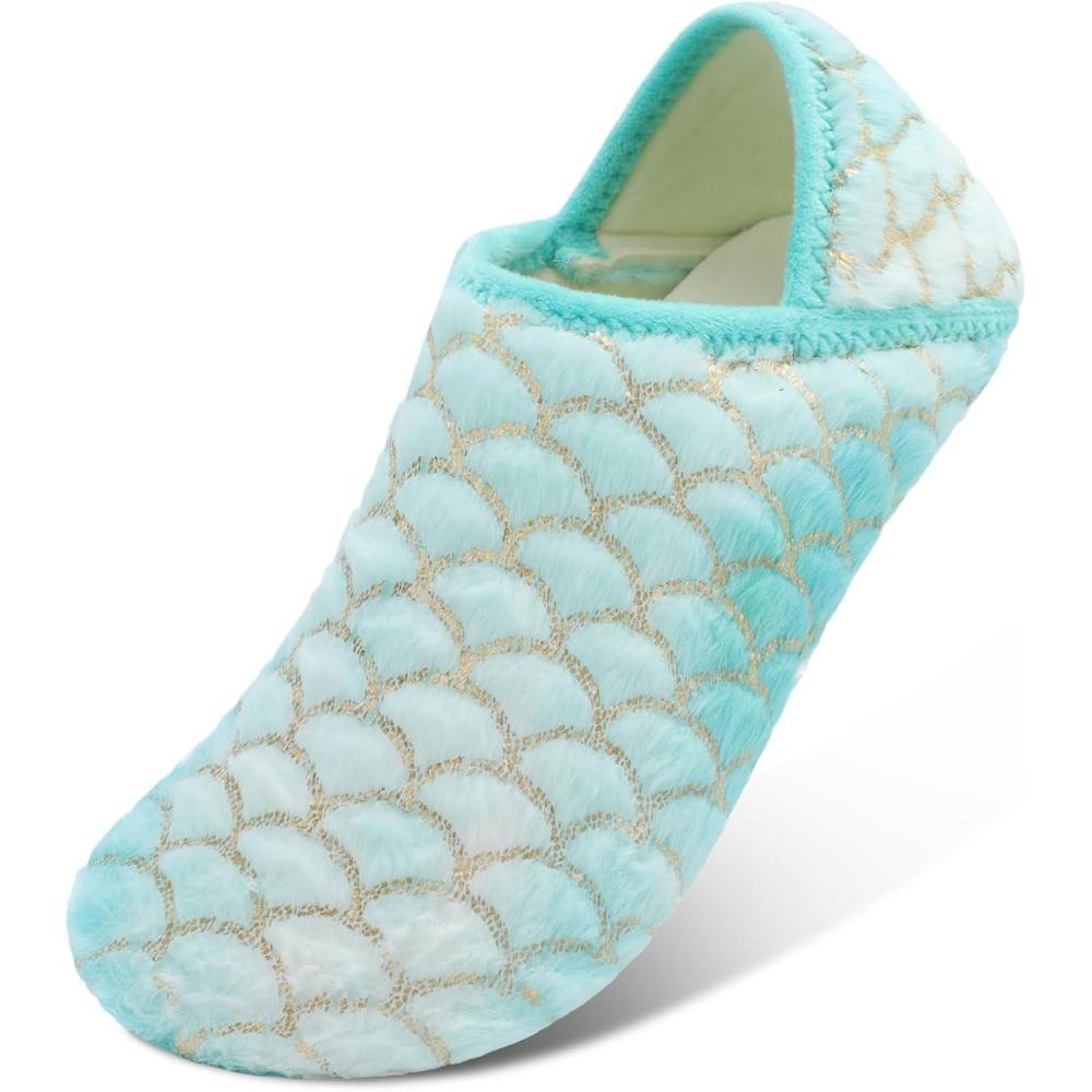 Scurtain Unisex Adults Rubber Sole Slippers(Blue/Scale)