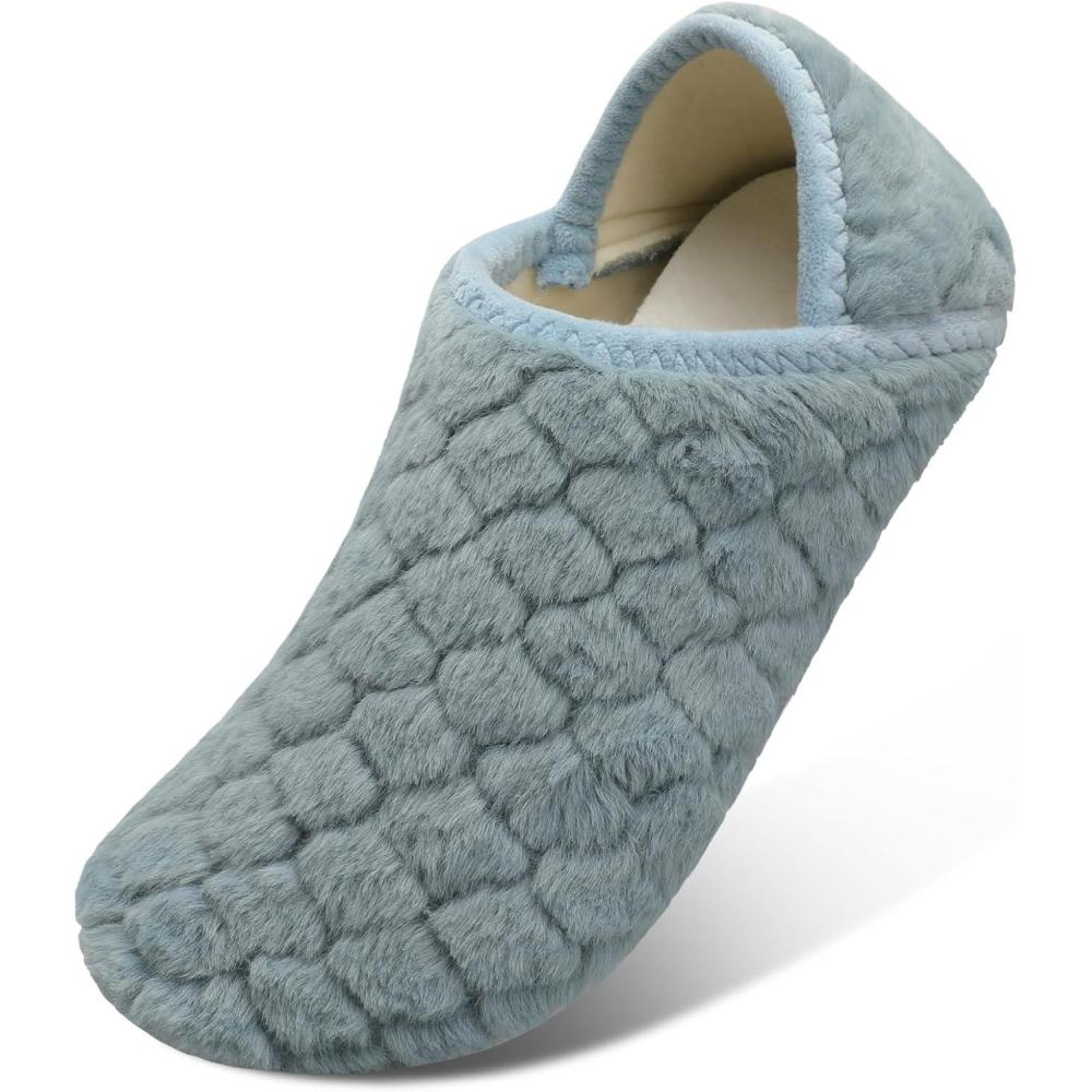 Scurtain Unisex Adults Rubber Sole Slippers(Blue/Lozenge)
