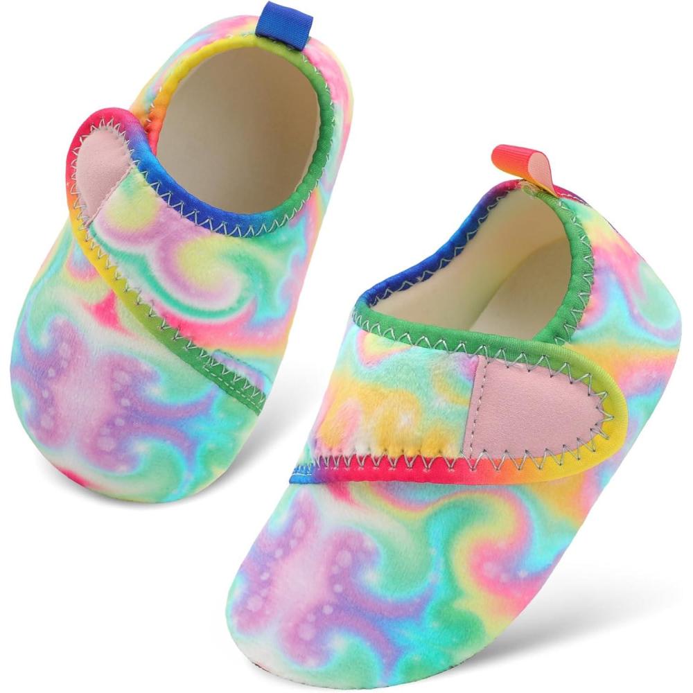 Scurtain Toddler Warm Winter House Slippers Baby Boys Girls Indoor Home Slippers Cozy Lightweight Non-Slip Shoes For Infant Kids Plush Linned(Pink Hybrid)