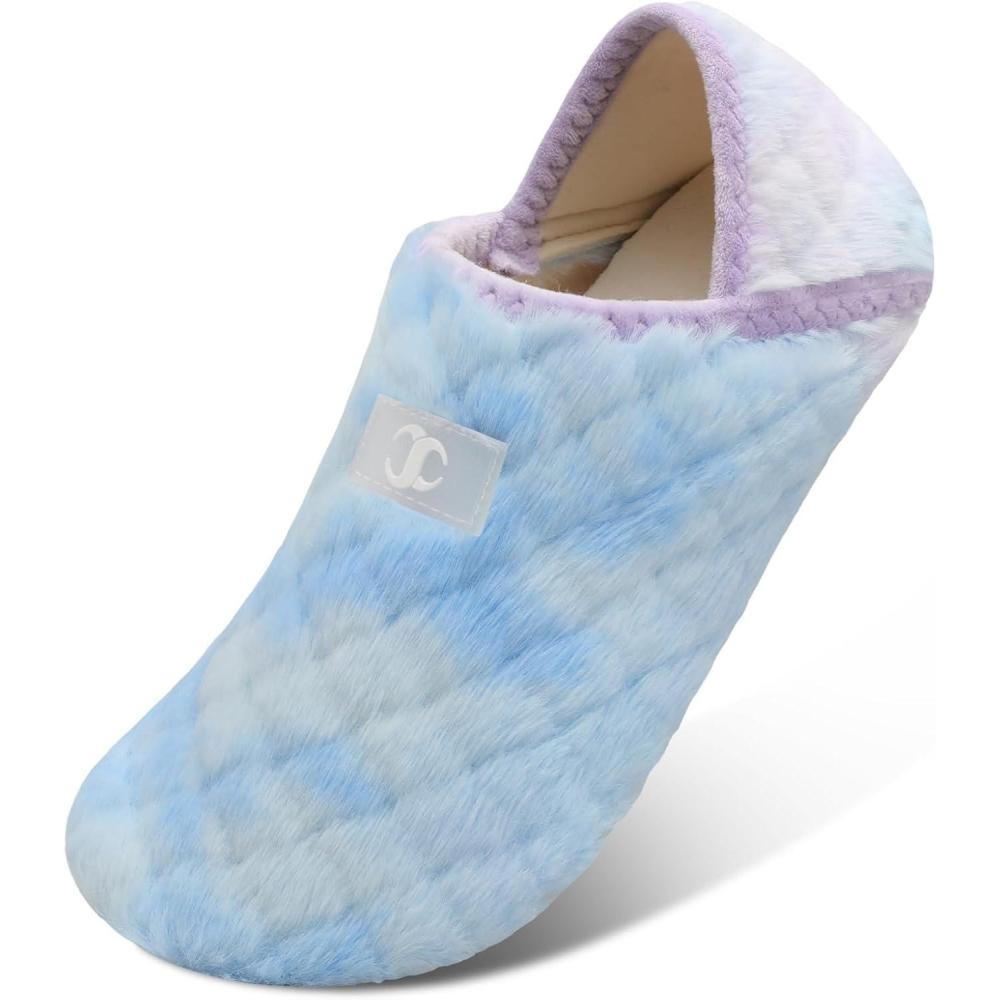 Scurtain Unisex Adults Rubber Sole Slippers(Blue/Tie Dye)