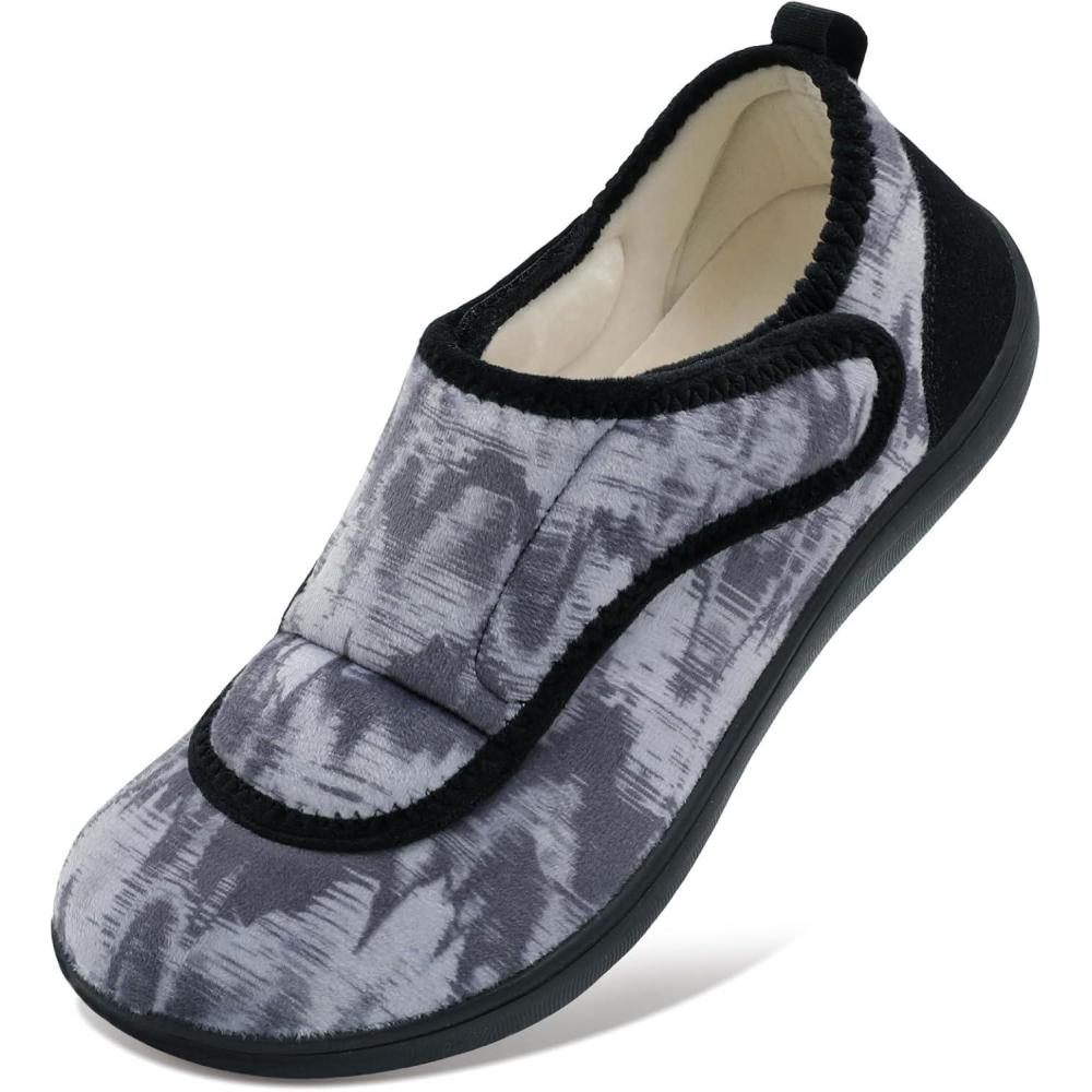 Mens Wide Slippers Comfy Diabetic Orthopedic Shoes Adjustable House Slippers Swollen Feet Walking Shoes(Greyabstract)
