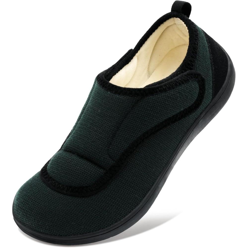 Mens Wide Slippers Comfy Diabetic Orthopedic Shoes Adjustable House Slippers Swollen Feet Walking Shoes(Darkblue)